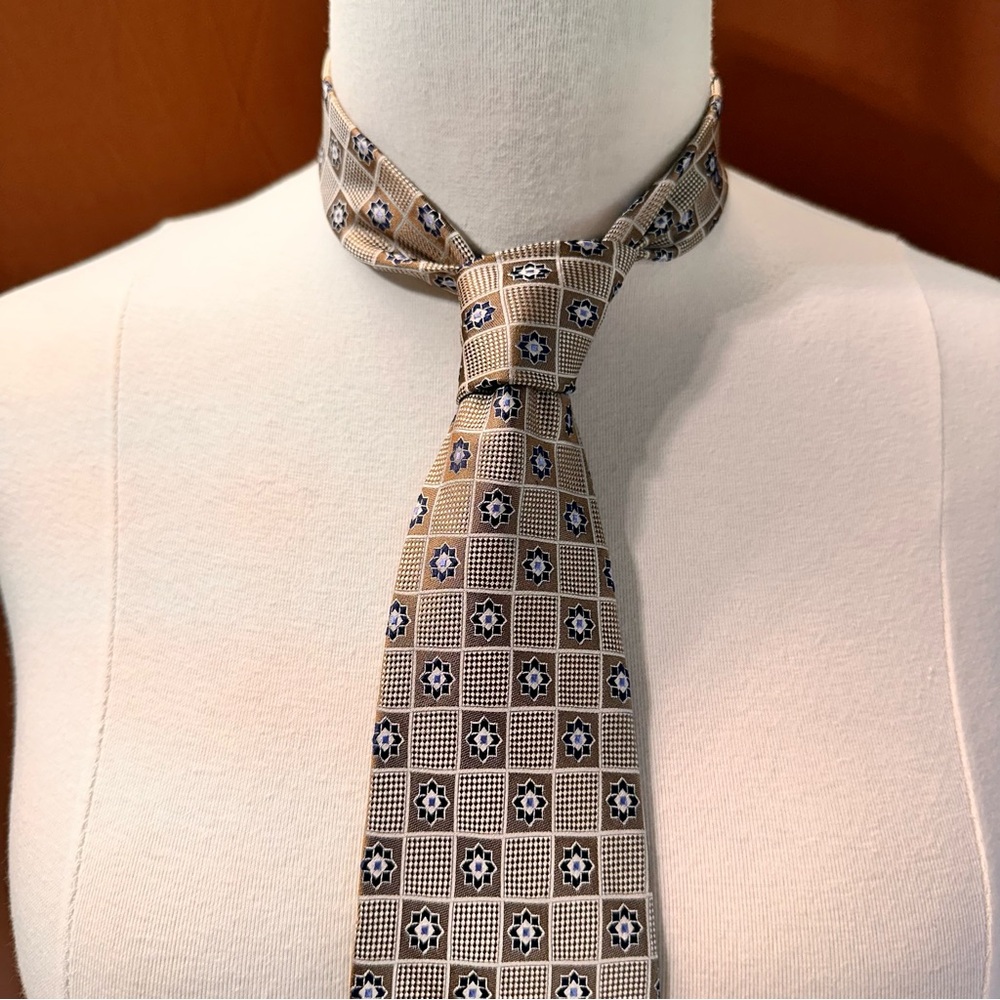 CM Gold Series Men's Tie Silk Handmade Geometric Ten Multicolor Necktie Cravat
